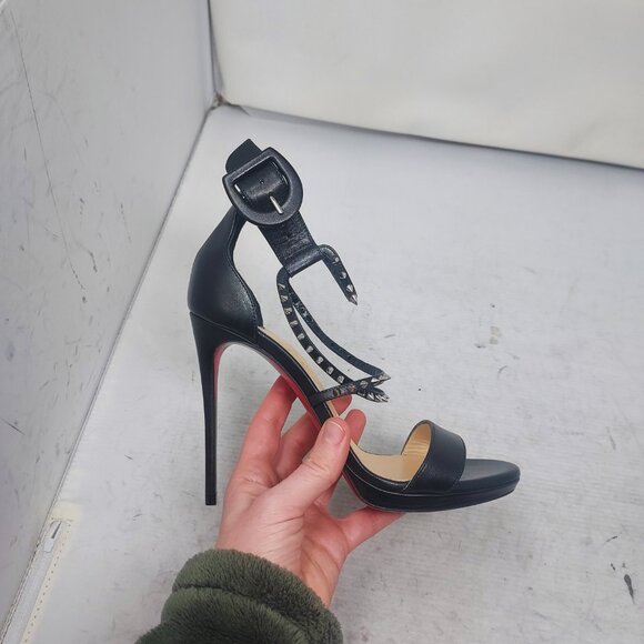 CHRISTIAN LOUBOUTIN Black Choca Strappy Sandal Heel Shoe - Picture 3 of 12
